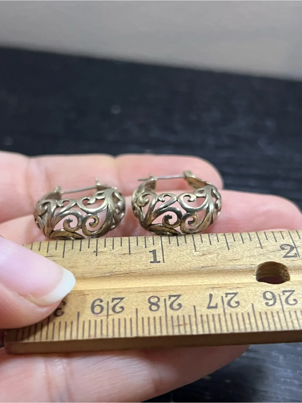ilver 925 Pierced Filigree Creole Hoop Earrings